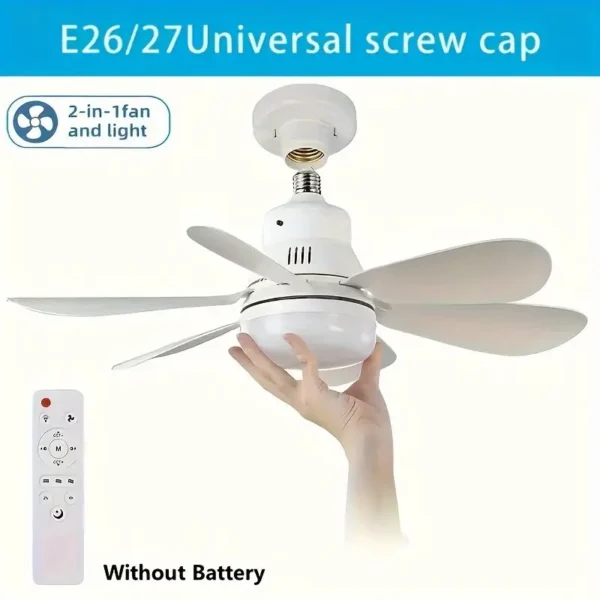 Ventilador de Luz Inteligente para Casa com Base de Parafuso E27 - Imagem 4