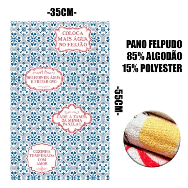 10 Pano De Prato Atoalhado Felpudo estampado pano de copa do chef - Imagem 5