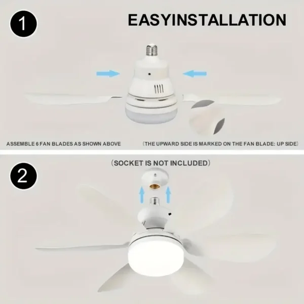 Ventilador de Luz Inteligente para Casa com Base de Parafuso E27 - Imagem 6