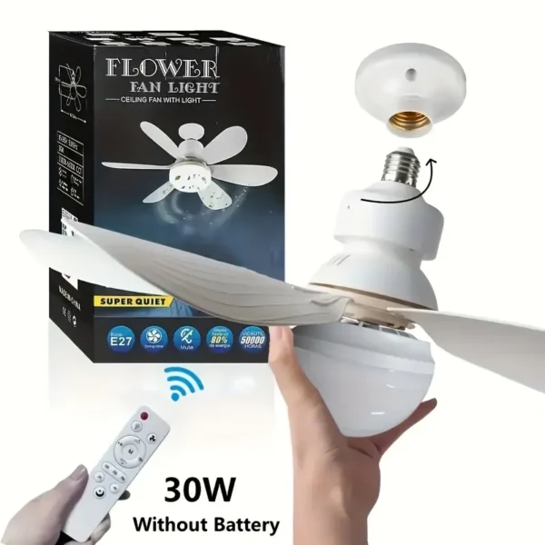 Ventilador de Luz Inteligente para Casa com Base de Parafuso E27 - Imagem 9