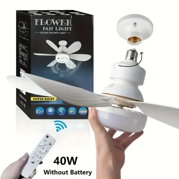 Ventilador de Luz Inteligente para Casa com Base de Parafuso E27