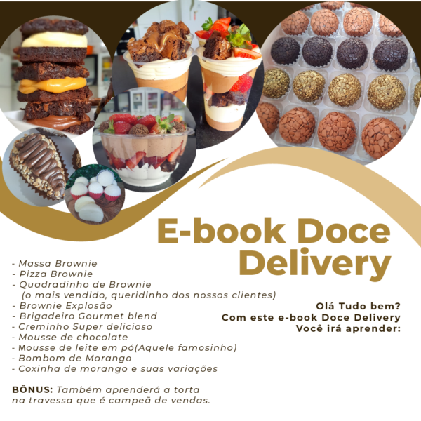 E-book Doce Delivery + Vídeo aulas via Instagram por Naia Régia Confeitaria Gourmet